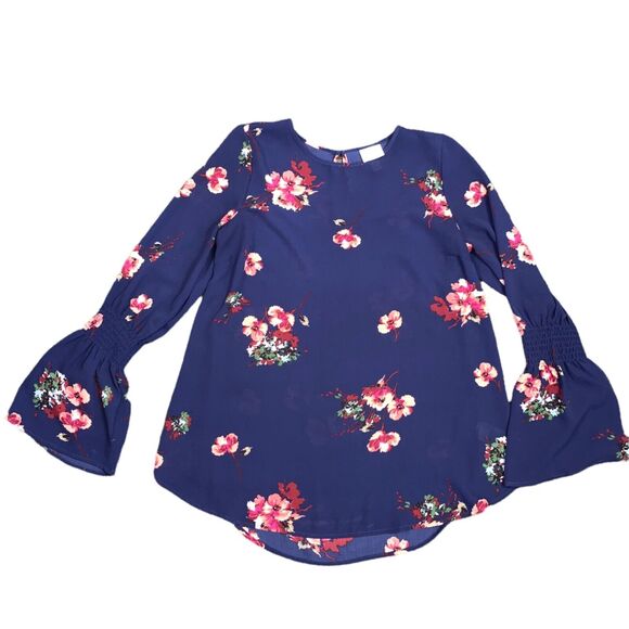 Isabel Maternity Womens Floral Bell Sleeve Pullover Blouse Tunic Top XS - Picture 3 of 11